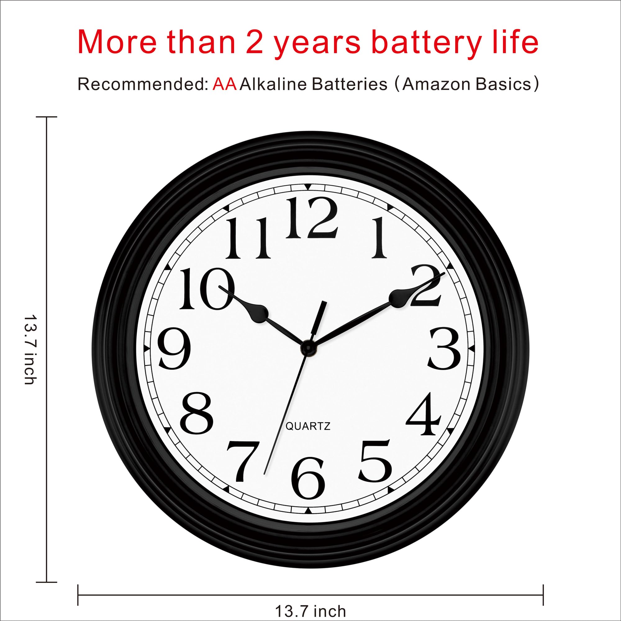 Amazon.com: Foxtop 14 Inch Wall Clock Battery Operated